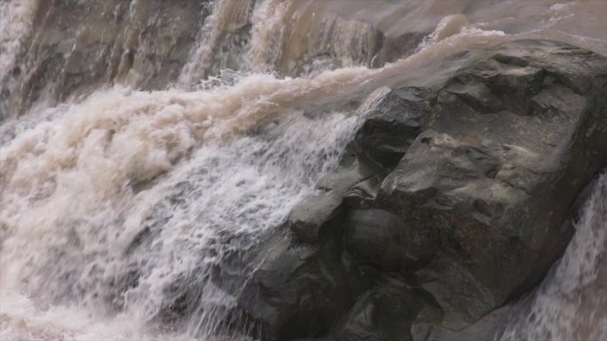 奔腾的江水 河水 洪水 浑浊A022