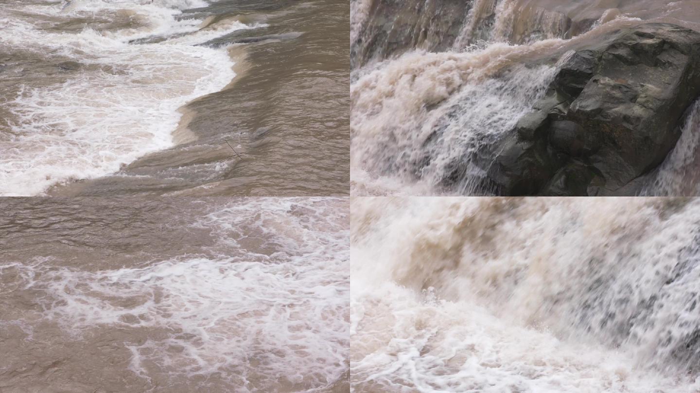 奔腾的江水 河水 洪水 浑浊A022