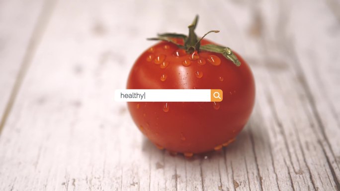 在4K分辨率的浏览器搜索框中搜索健康饮食提示问题