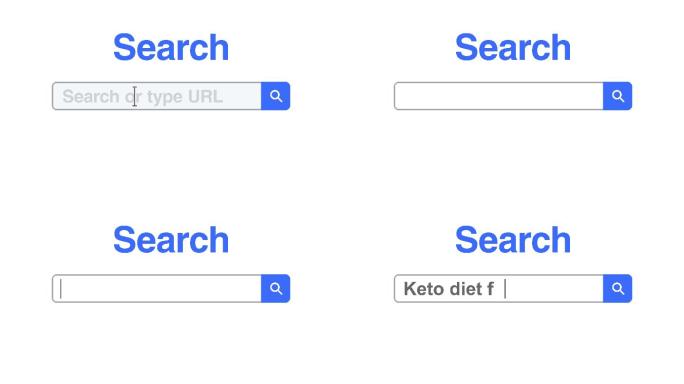 网页浏览器或带有搜索框的网页，键入keto diet food进行internet搜索