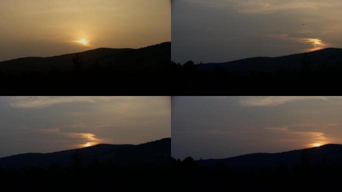 夕阳落下黄昏太阳渐渐下山落山延时拍摄空境