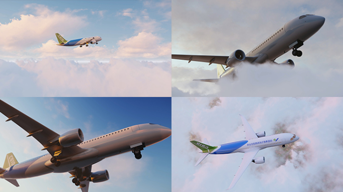 国产大飞机c919客机飞越云海航空商飞