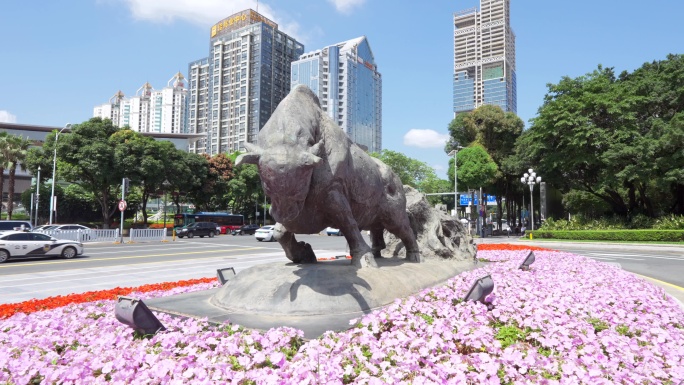 4K正版-深圳市委拓荒牛雕塑