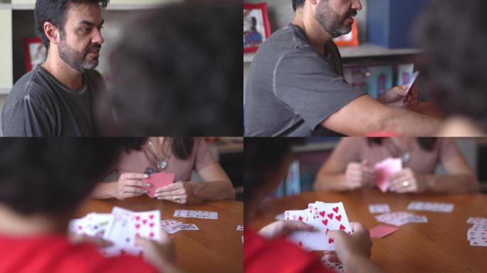 家庭成员在家打牌玩游戏玩扑克