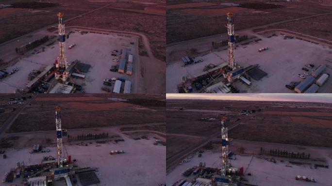 在德克萨斯州西部或卡尔斯巴德附近的美国南部油田新墨西哥州东南部地区，转弯视差无人机在黎明或黄昏时发射