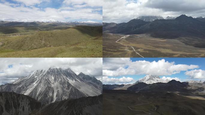 四川甘孜州塔公草原和雅拉雪山航拍