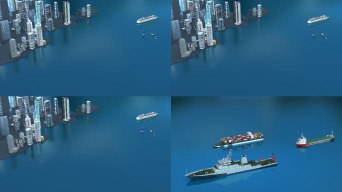 货运水运货船货物物流 航海概念 动画宣传