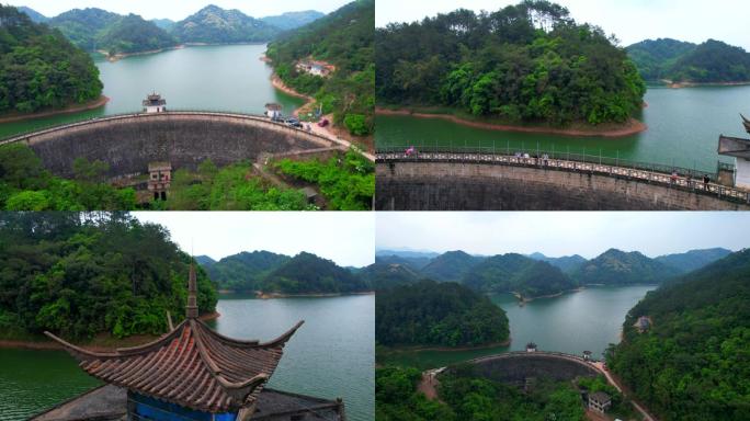 航拍宏伟水库大坝
