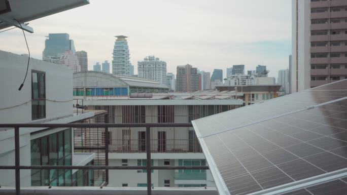 城市的太阳能屋顶。