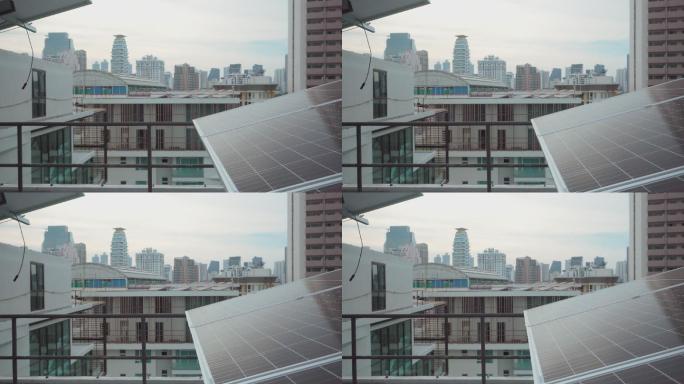 城市的太阳能屋顶。