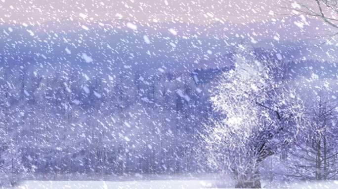 4K林海雪原下雪LED舞美视频背景循环