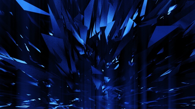 【4K时尚背景】蓝黑光影抽象碎片立体几何