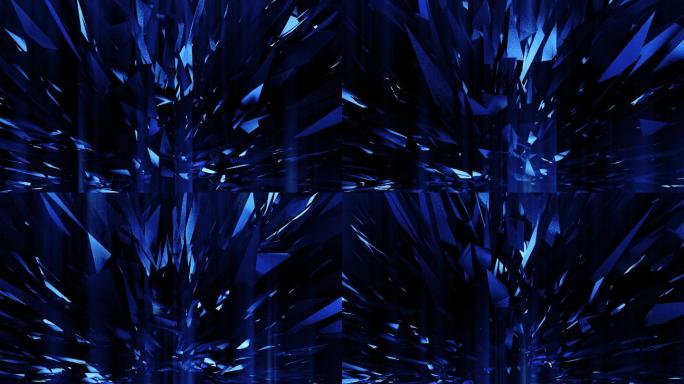 【4K时尚背景】蓝黑光影抽象碎片立体几何