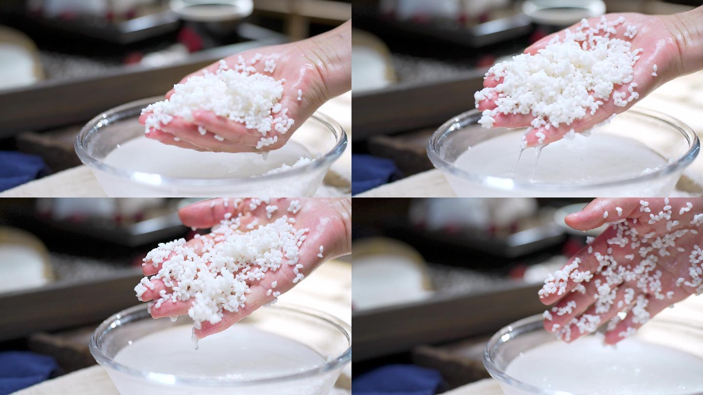 升格端午节包粽子流程浸泡挑选淘洗江米