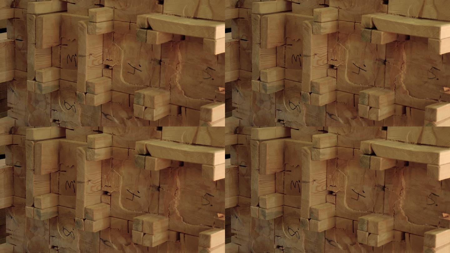 成堆的木材库存视频