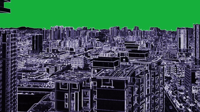 科幻黑色线描城市背景视频素材下载 线绘