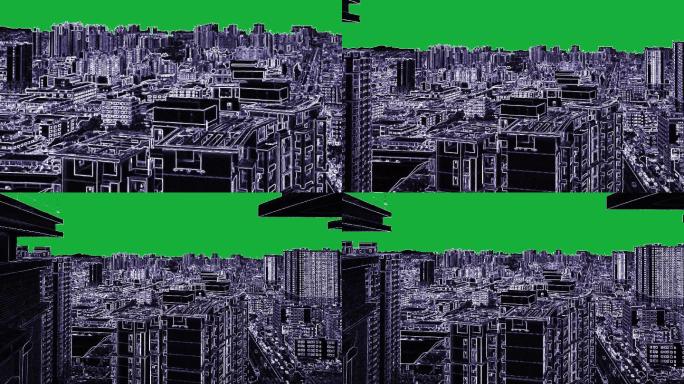 科幻黑色线描城市背景视频素材下载 线绘