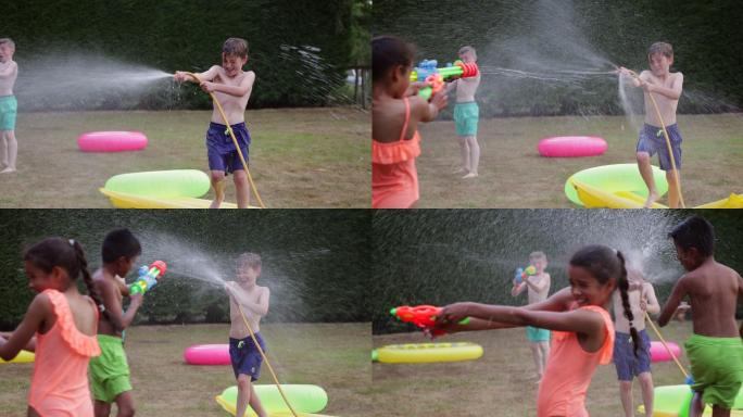 后院的水战男孩玩水