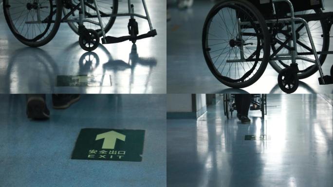 医院 推轮椅 空境 高速镜头推轮椅