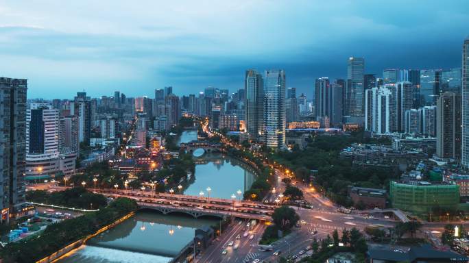 成都安顺廊桥日转夜多角度延时