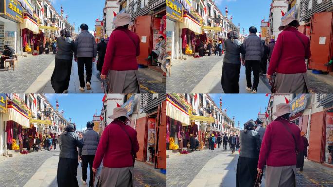 西藏拉萨大昭寺八廓街转经的信众游客。