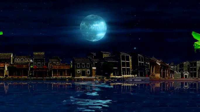 月下轻舟泛渔歌舞台背景