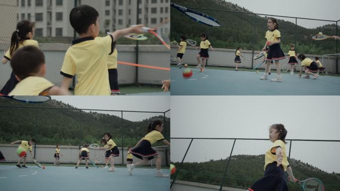 幼儿园孩子学网球 网球进校园 儿童网球