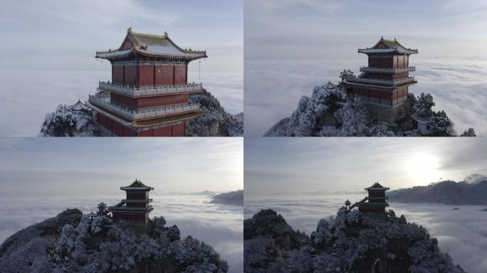 西安南五台超级雪景云海航拍