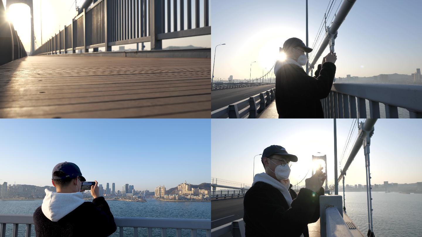 游客 散步 手机拍摄风景