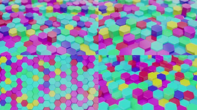 原创六边形彩色方块跳动视频素材