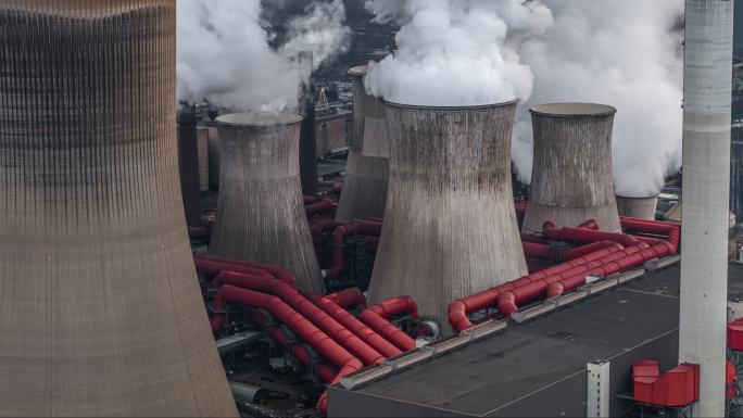 燃煤电站的空中拍摄
