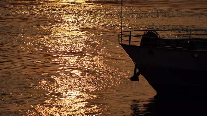 唯美落日轮船夕阳下的轮船2303
