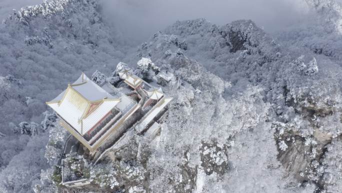 西安南五台超级雪景云海航拍