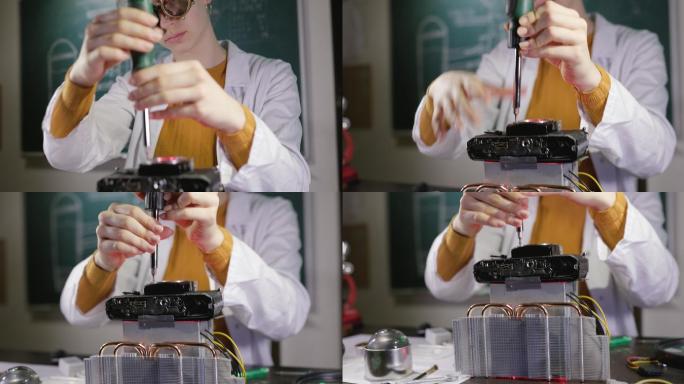十几岁的发明家正在制造一种神秘的装置