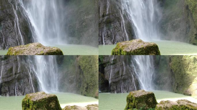 航拍大自然瀑布流水大龙峒瀑布