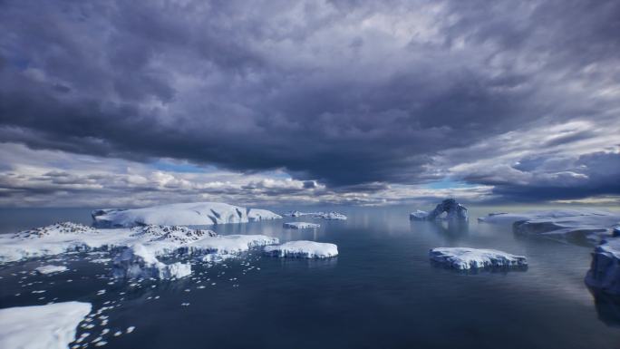 4K三维冰川海面背景素材
