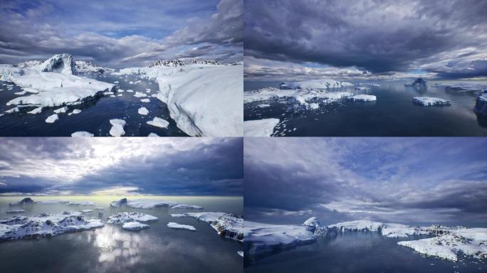 4K三维冰川海面背景素材