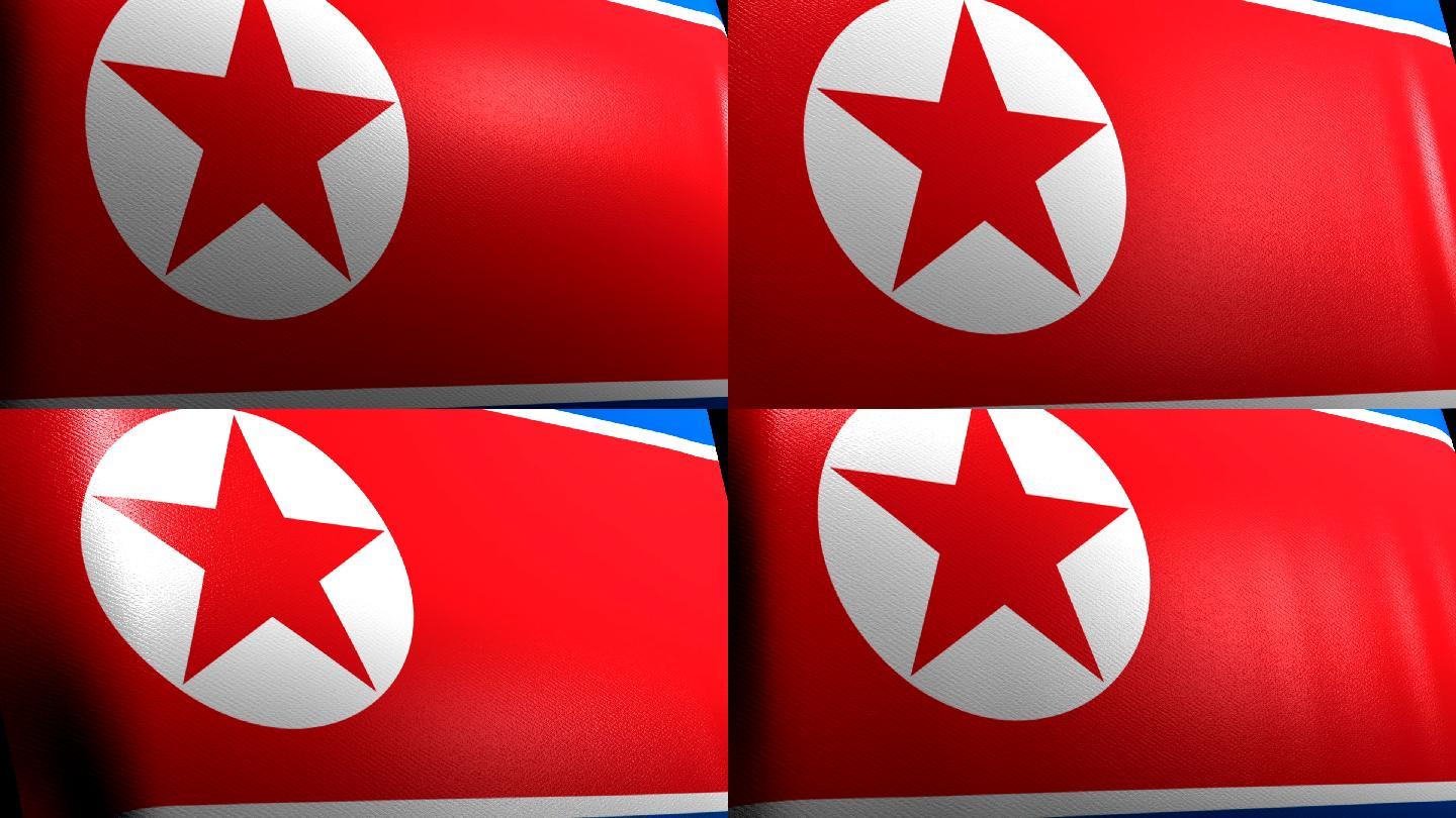 朝鲜国旗飘动