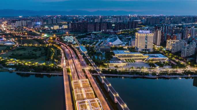 西安 浐灞延时晴天夜景