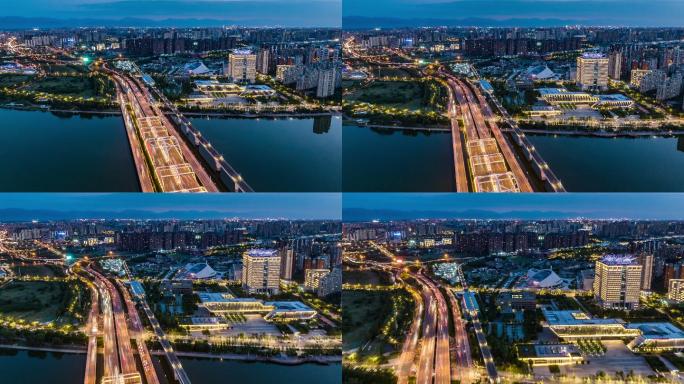 西安 浐灞延时晴天夜景