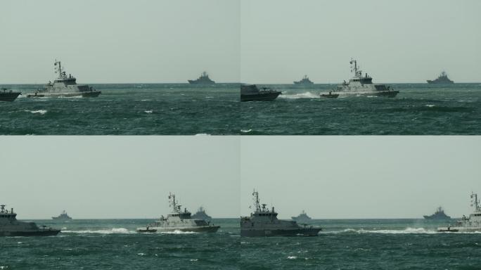 海军演习中的海岸警卫队船只