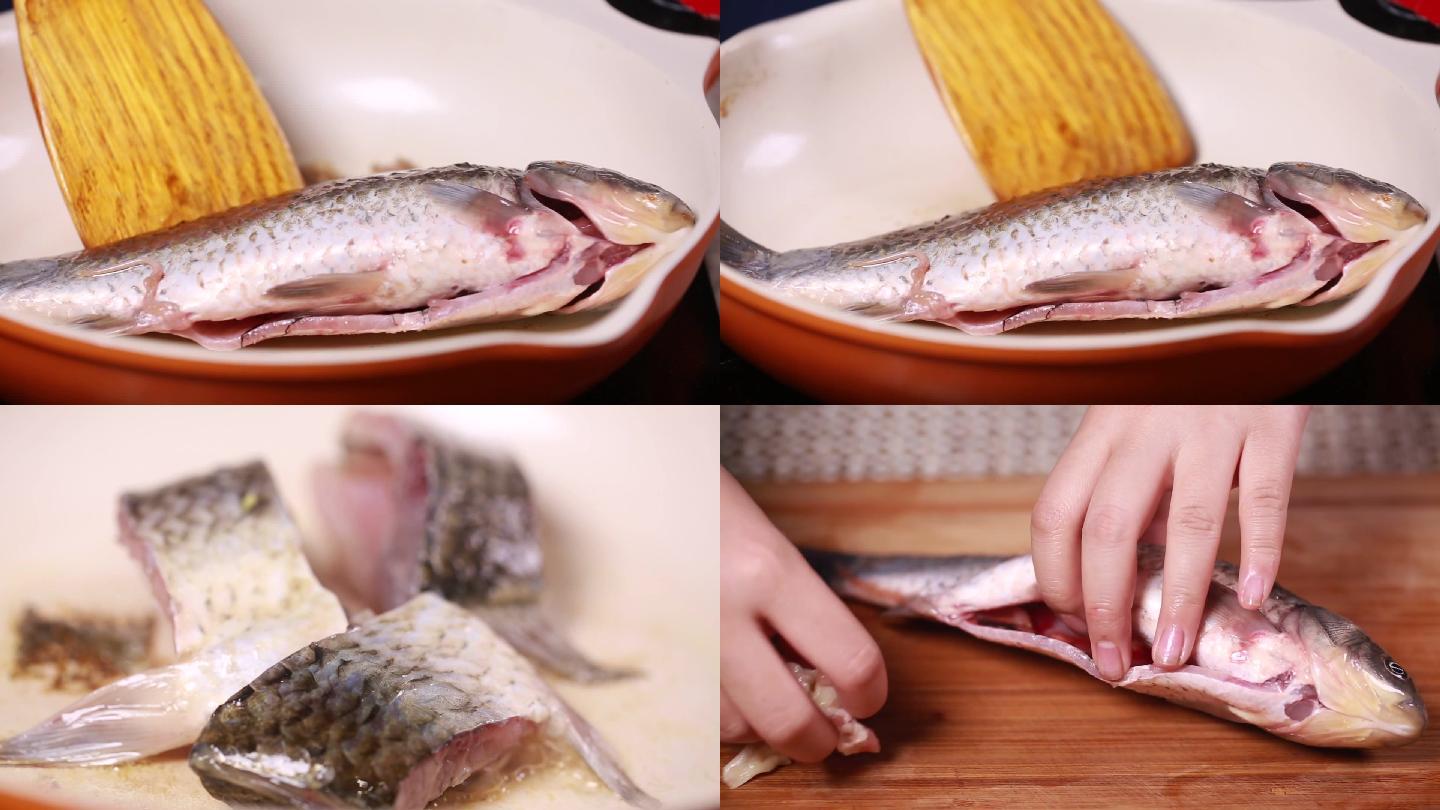 【镜头合集】平底锅煎制鱼肉炸鱼  (2)