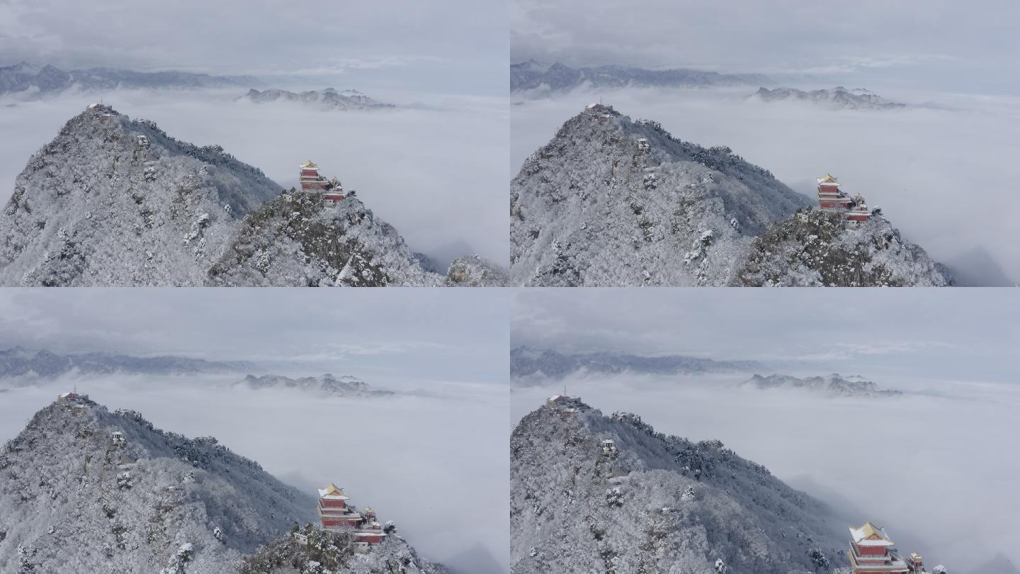 西安 南五台 超级 雪景 云海 航拍