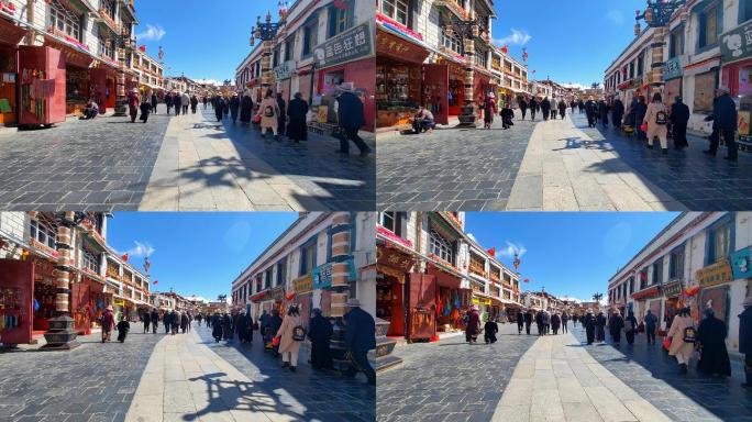 西藏拉萨大昭寺八廓街转经的信众游客
