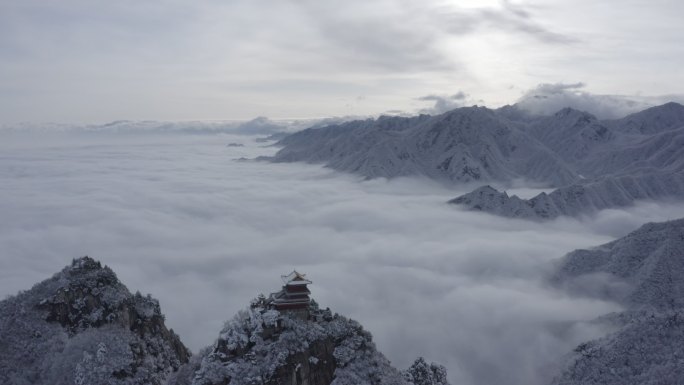 西安南五台秦岭超级雪景云海航拍