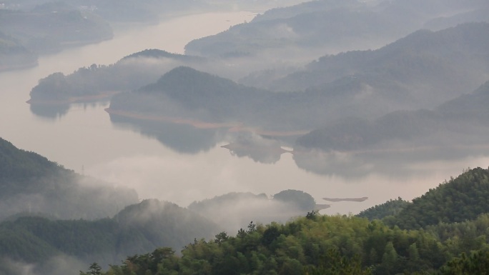 江南浙江山水绍兴诸暨东白湖水墨中国画