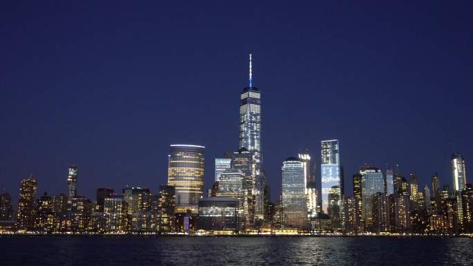 纽约金融区美国夜景美国夜晚纽约夜景