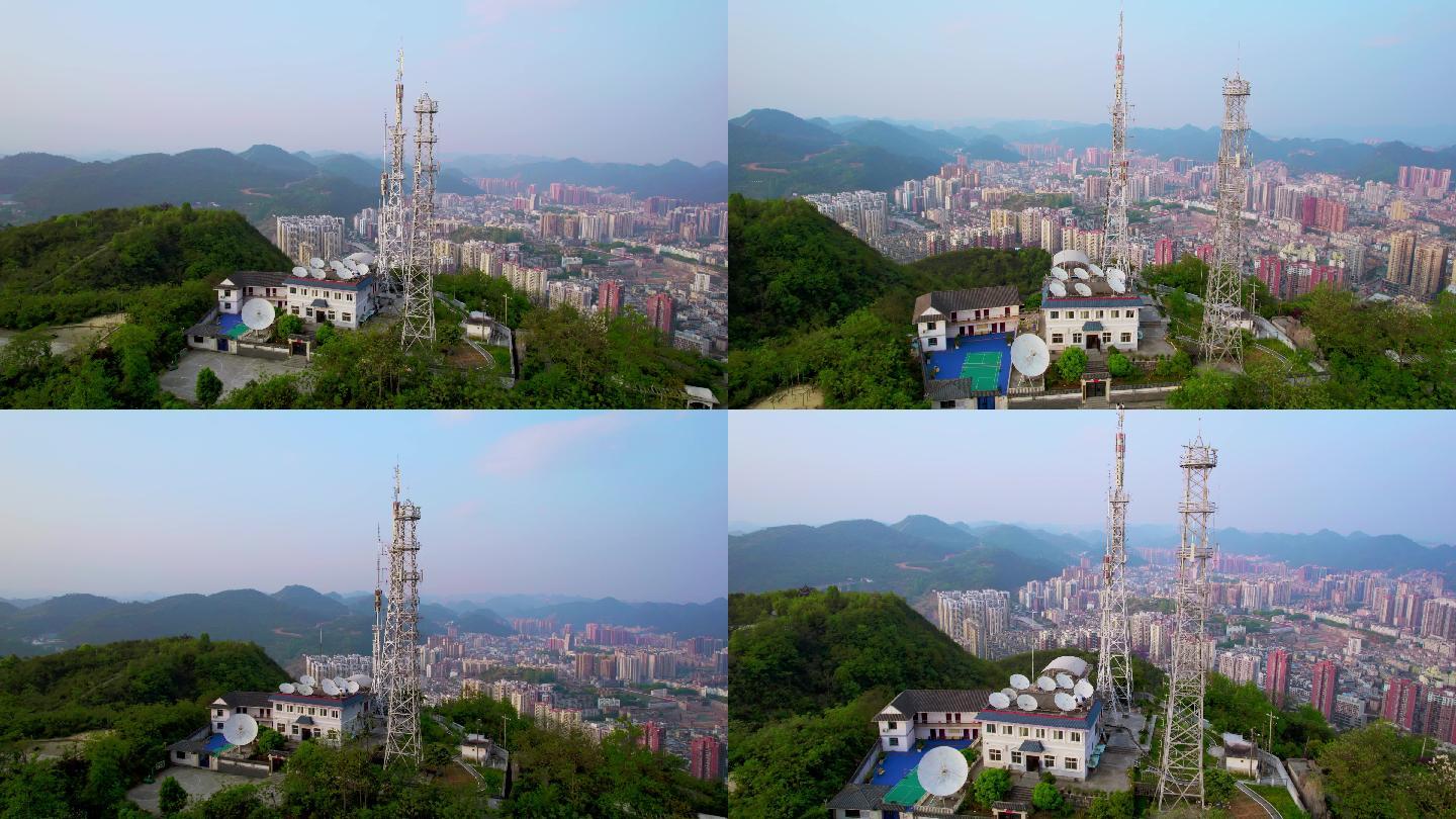 4k航拍中国通信雷达基站电信网络基站