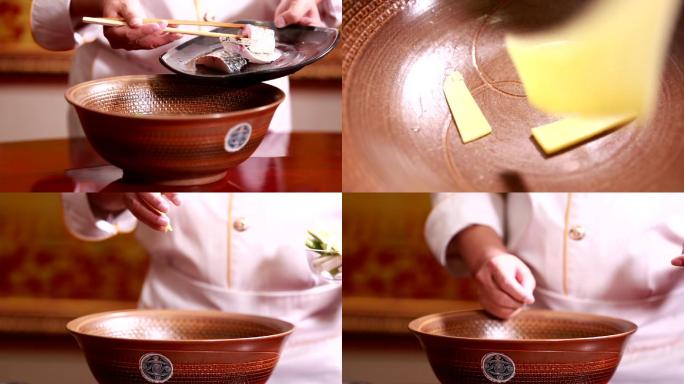 【镜头合集】厨师用葱姜水腌制鱼块 (1)