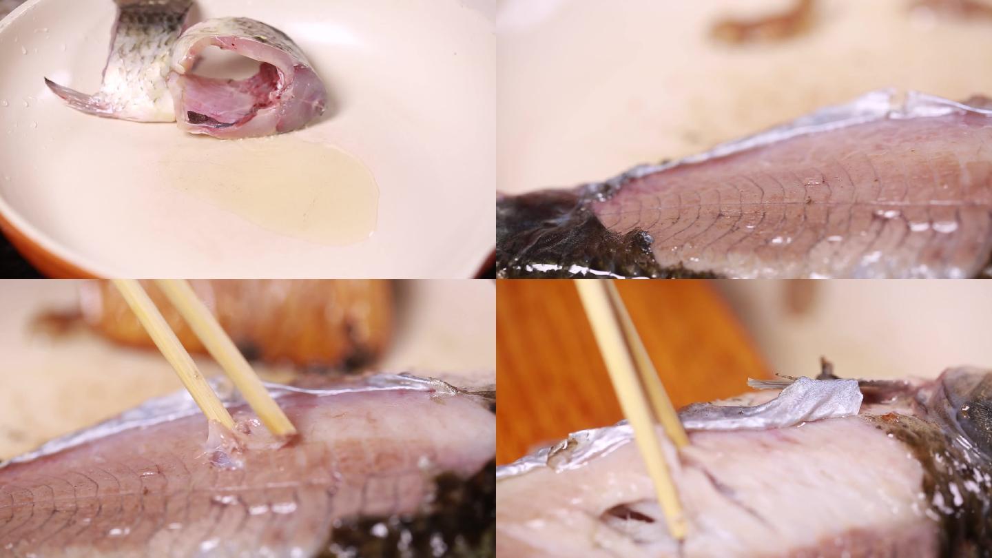 【镜头合集】平底锅煎制鱼肉炸鱼  (1)